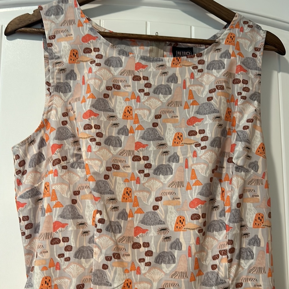 Retrolicious Mushroom Pocketed Dress With Pink Wrap Cardigan - Picture 4 of 16